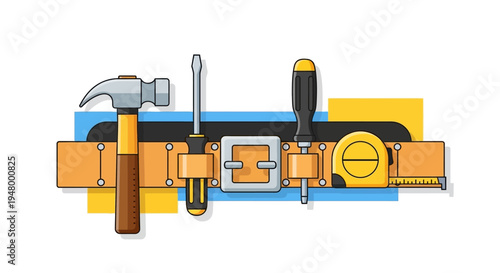 Tool Belt with Hammer and Screwdriver
