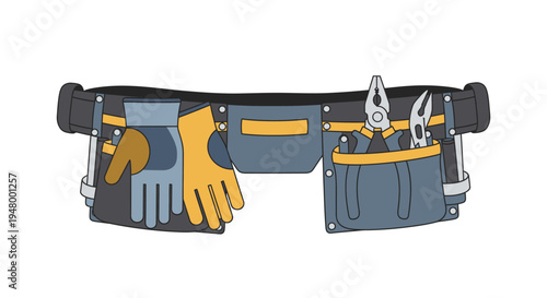 Tool Belt with Gloves and Pliers