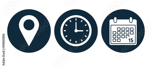 Print Time Date Address Icons Set Time Stock Vector