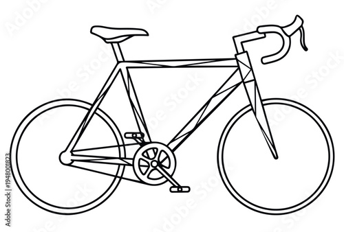 Print Road Bicycle Line Art – Royalty Vector