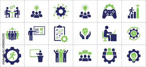 Business icons set for teamwork, Innovation, And productivity