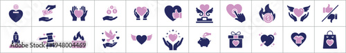 Collection of vector icons for charity, Donation, And finance concepts
