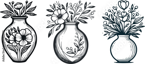 Bouquet of flowers in a vase illustration