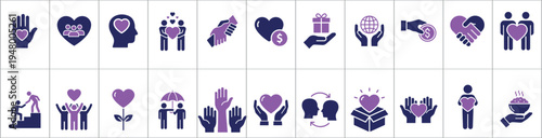 Vector icons of charitable giving, Love, And support