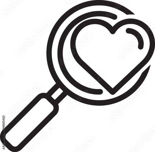 Vector magnifying glass with heart icon