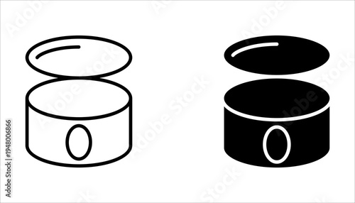 canned food icon set, open tin can icon. vector illustration on white background