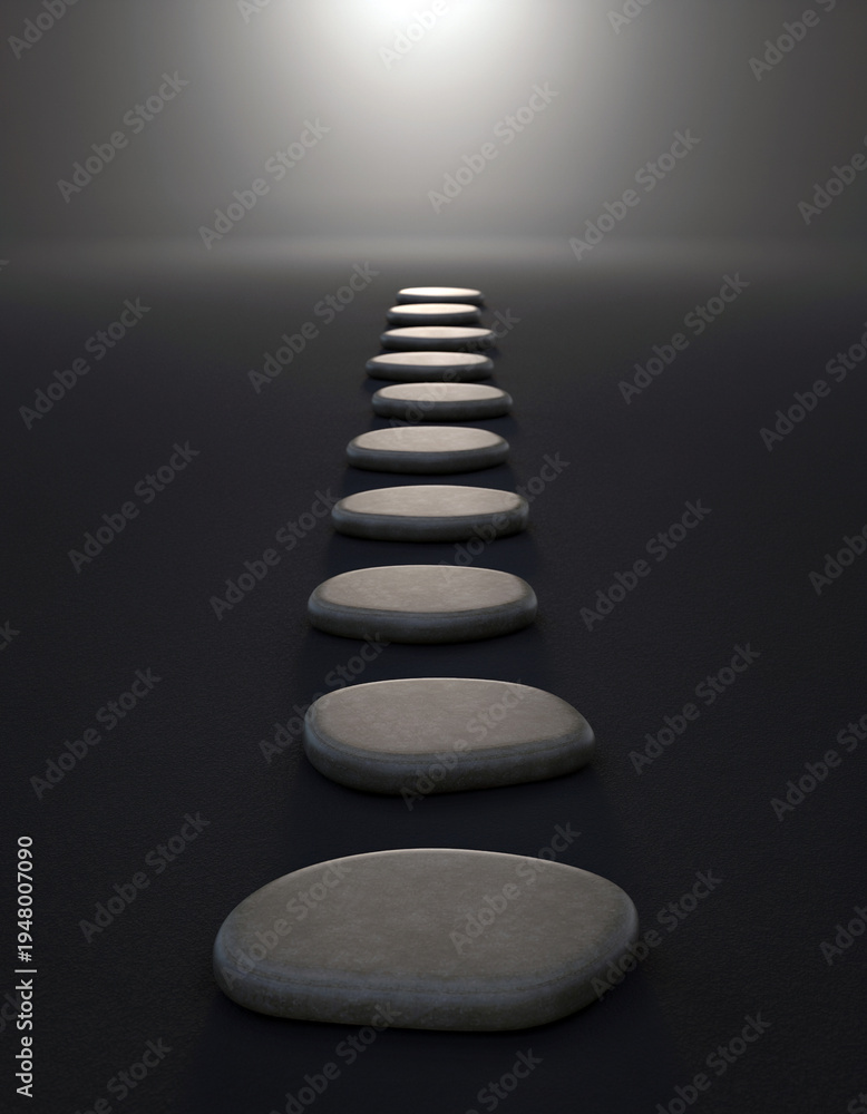 Fototapeta premium Minimal dark goal concept poster with arrow path ladder target ambition progress focus and achievement theme