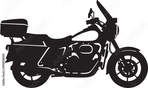 Vector motorcycle silhouette with saddlebags and windshield