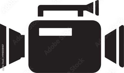 Black video camera icon vector