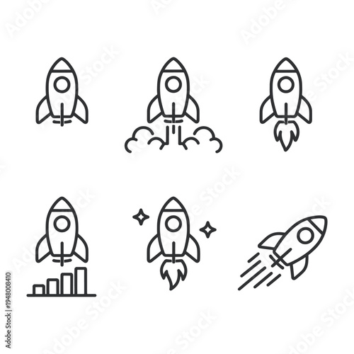 Rocket Launch Icons Set
