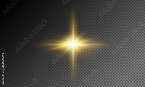 Glowing gold and yellow flare laser on transparent background , Light gold effect reflections, neon beam over dark, shine speed flash of light, and sparks	
