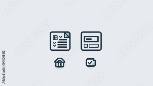 Four minimalist icons arranged in a square on a light gray background
