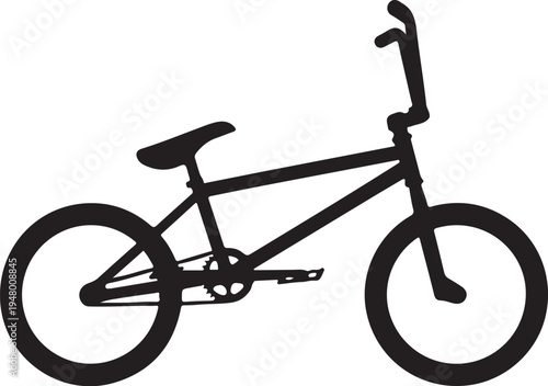 Vector bicycle icon, black BMX bike silhouette