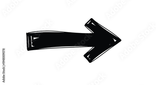 A large black arrow pointing to the right on a with a handdrawn or sketchy design element vector illustration