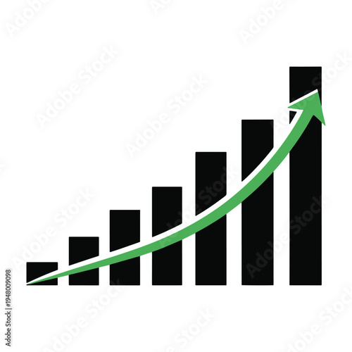 Increasing Growth Chart with Green Arrow