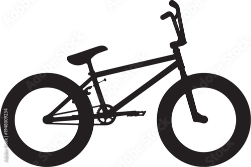 Vector bicycle icon, black BMX bike silhouette