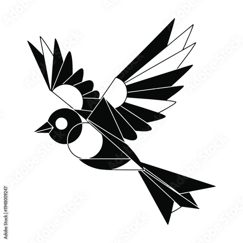 Black Bird in Flight Vector Illustration