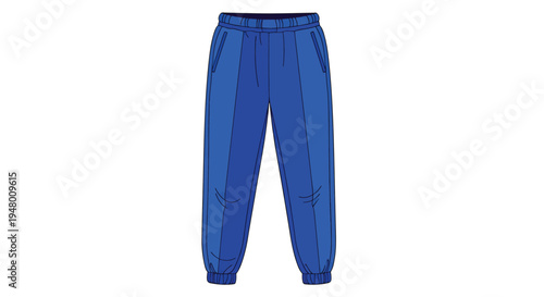 A pair of blue jogger pants with white stripes on the sides vector illustration