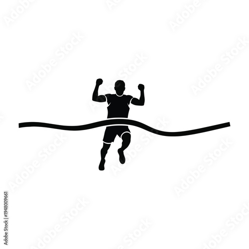 Man Jumping Over Hurdle in Victory
