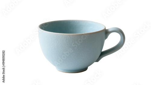 Foto Isolated pale blue textured ceramic drinking cup for coffee or tea, side view