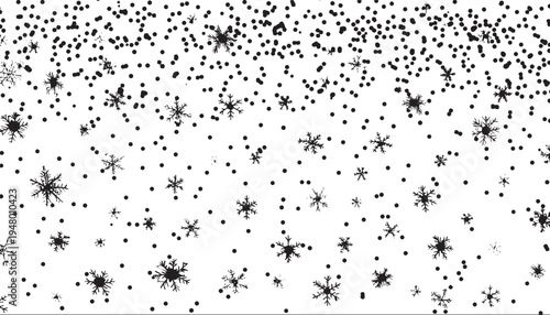 Realistic snowfall, fine small white powder snow specks vector background.