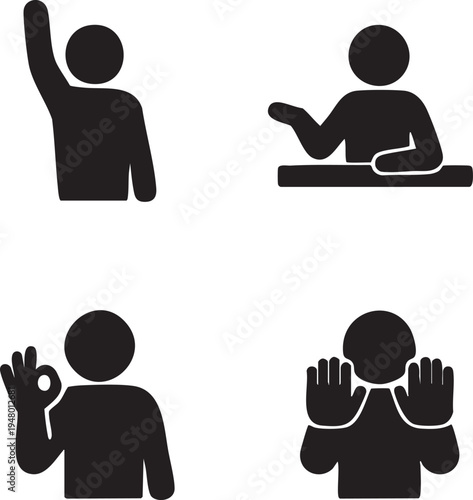 Set of 4 human gesture icons vector