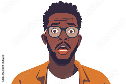 Shocked man in glasses portrait isolated vector style