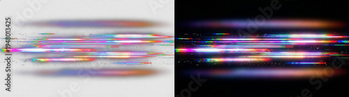 Foto Colorful digital glitch effect, RGB chromatic aberration, neon horizontal streak
