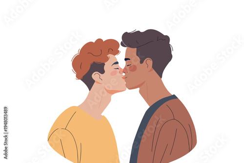 Two men kissing isolated vector style