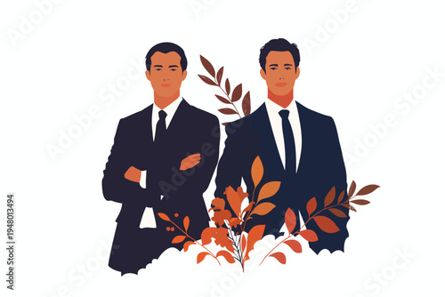 Two men wedding isolated vector style