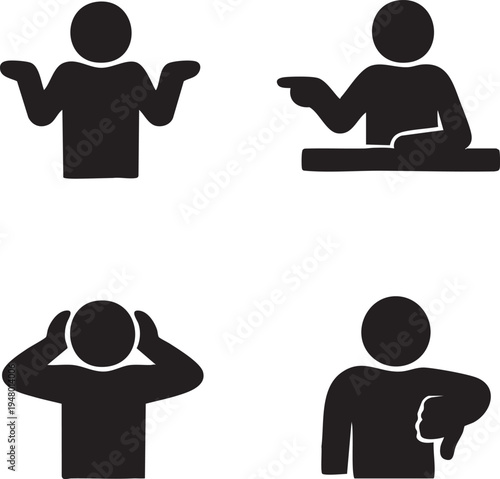 Set of 4 human emotion icons vector