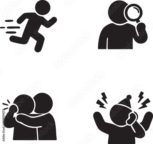 Set of 4 human emotions icons vector