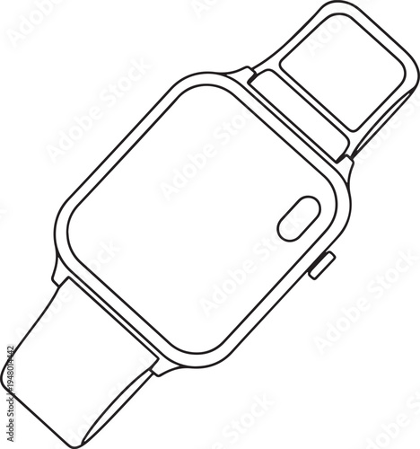 Vector smartwatch icon, line art style
