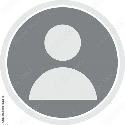 Gray and white silhouette of a person in a circle
