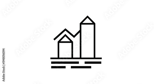 Abstract geometric buildings and graph lines, representing real estate growth and investment