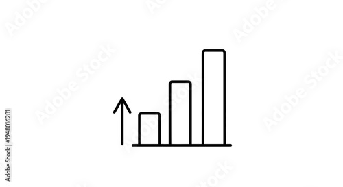 Bar chart icon with upward arrow indicating growth and progress