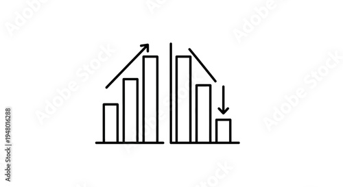 Bar chart showing growth and decline, financial concept