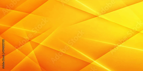 Abstract yellow and orange background featuring a geometric 3d triangle pattern with light digital fractal lines for a colorful art wallpaper and vector design backdrop