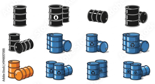 Collection of Oil Barrels - A Visual Representation of Industrial Storage and Resource Management.