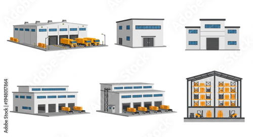 Collection of Warehouse Buildings for Industrial and Commercial Use.