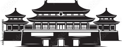 Traditional Chinese architecture with pagodas and temple buildings  cultural heritage design