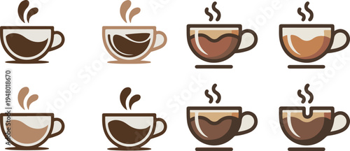 coffee cup icon set, set of coffee cups