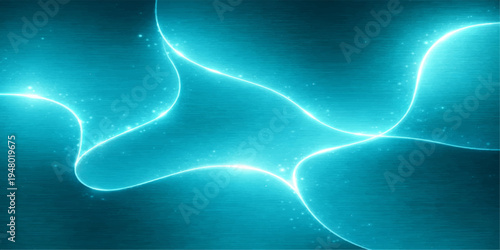 Glowing blue abstract background design features flowing fractal waves and liquid motion patterns with light energy curves for a science art wallpaper texture