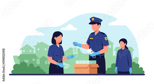 Health workers distribute face masks to protect against virus spread in community