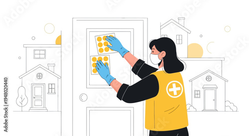 Healthcare worker delivering medication to home, community support, pandemic relief