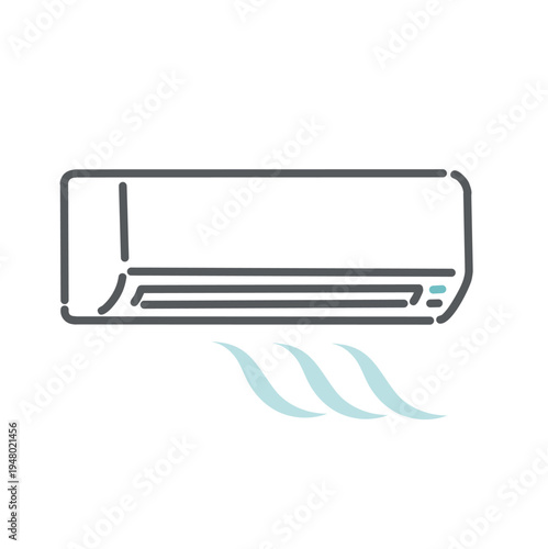 涼しい風が出るエアコン（冷房）のイラスト