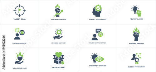 Business icons for growth, Success and productivity