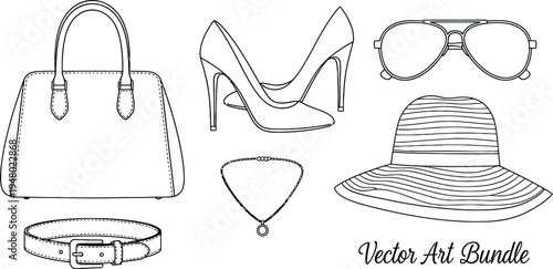 Stylish blackline fashion accessories bundle handbag blackline high-heeled shoes