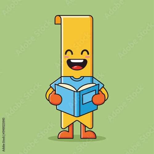 Cartoon Character Reading a Book Illustration.