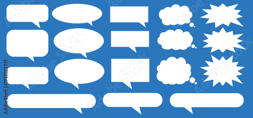 A set of chat box designs for comments on social media or comics. Vector designs of speech bubbles, text boxes, and conversation chat columns in comics.	
